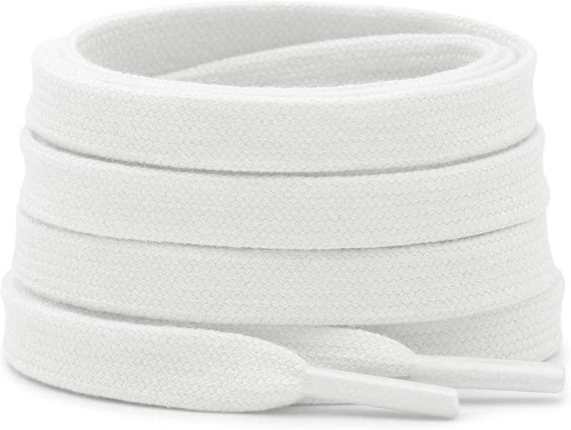 Flat Sneakers Shoe Laces: 2 Pairs Shoelaces for Sneakers Athletic | 8MM Wide, Durable Polyester, Stay tied, Replacement Shoestrings for Sneakers, Fit Men Women