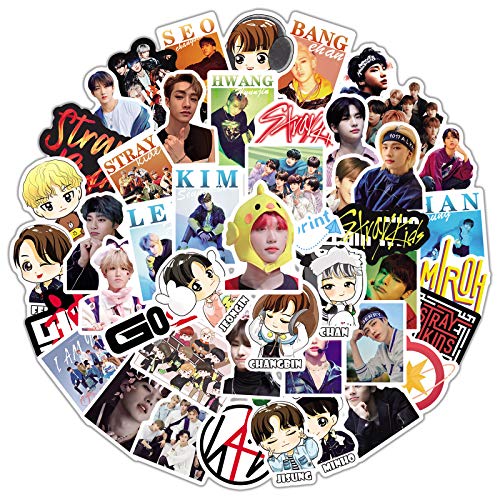50pcs Stray Kids Stickers Pop Singer Aesthetic Stickers for Water Bottle Laptop Phone Journal Gifts for Kid Girl Women Luggage Helmet Skateboard Motorcycle Guitar