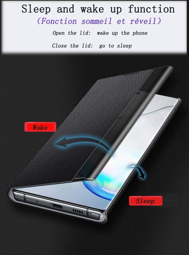 Funda de Cuero Inteligente para Samsung Galaxy Note 10+. Voltear/Suspender/Responde la Llamada de Forma Inteligente/Carcasa de Telefono Note10 Plus