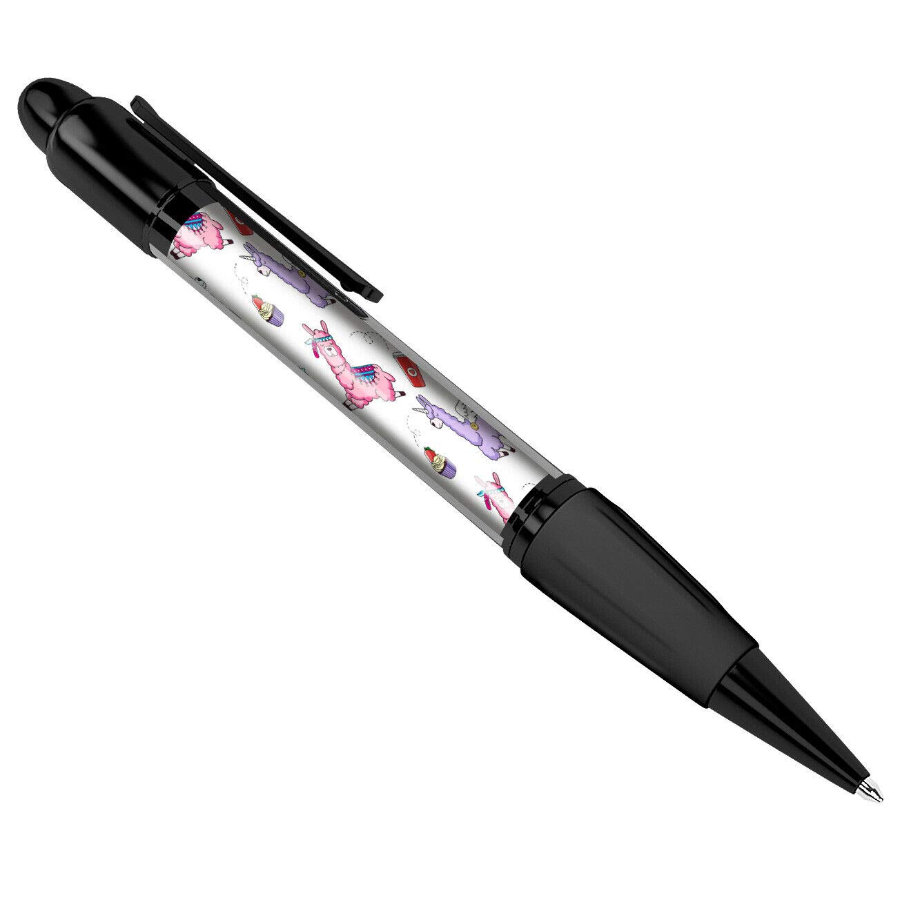 Cute Llamas Seamless Black Ballpoint Pen Pink Purple Ice-lolly Funny #16799