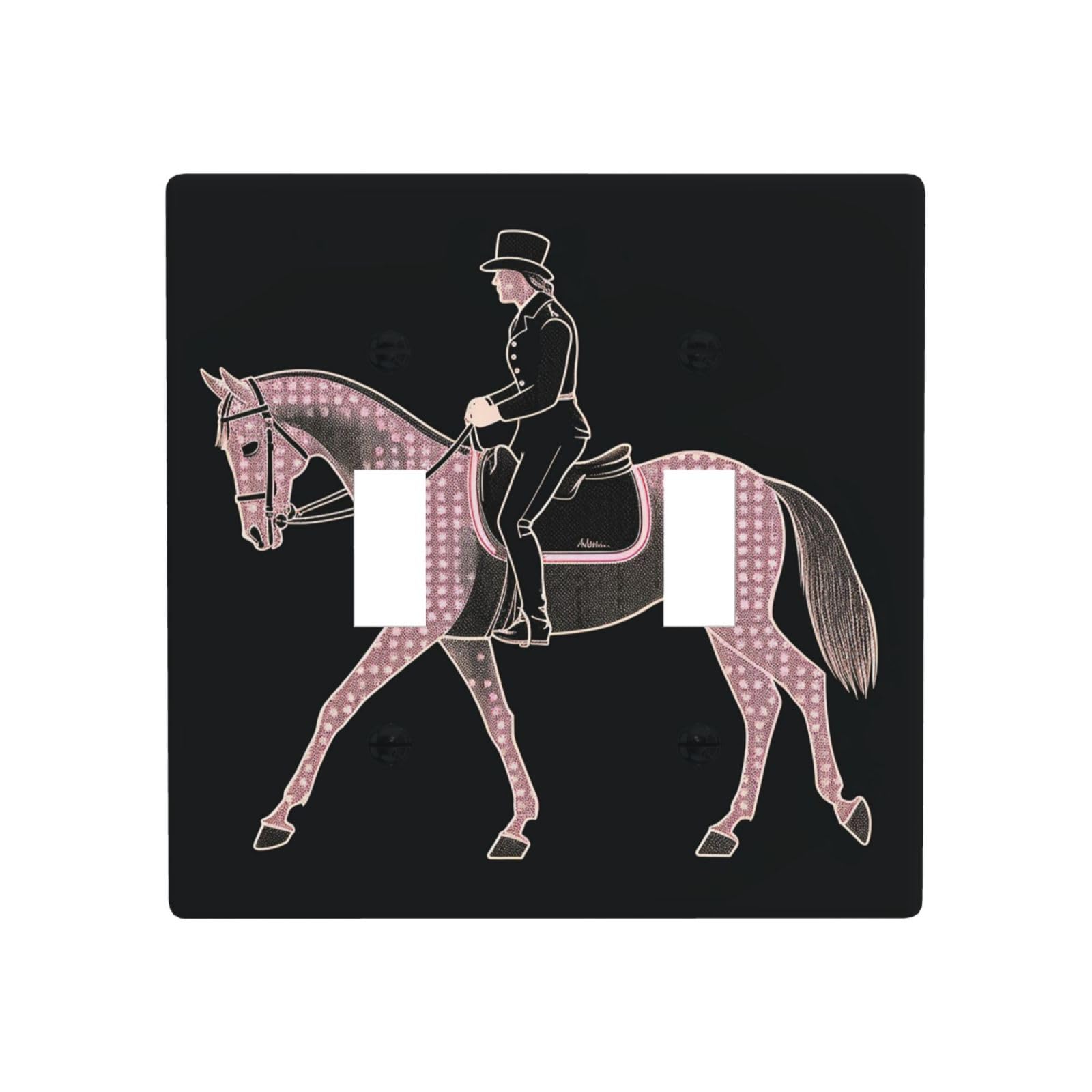 Fodpand Dressage Dressage Rider Horse 2 Gang Double Toggle Wall Plates, Unbreakable Decorative Duplex Light Switch Plate Covers Electrical Switchplate Cover Faceplate For Bathroom Kitchen Decor