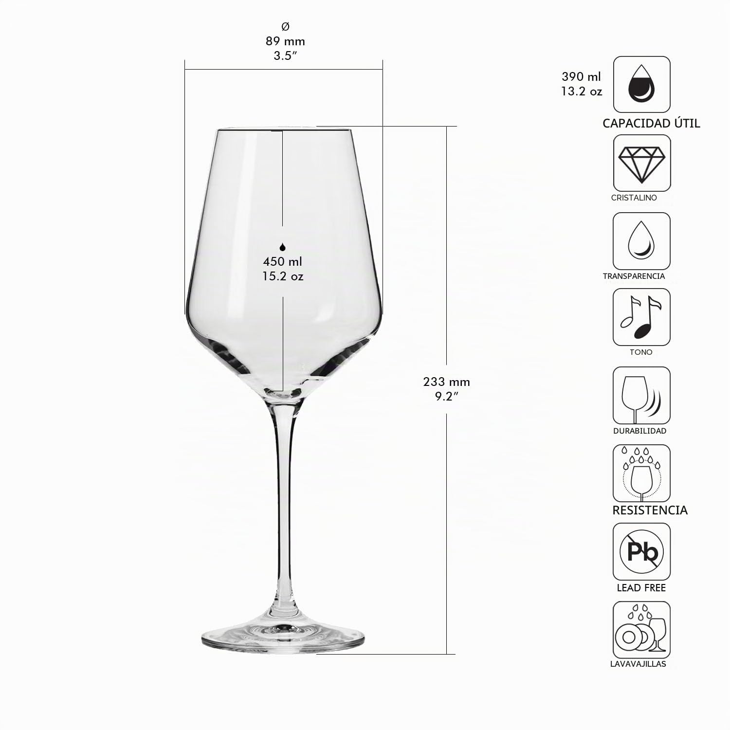 Krosno Weißwein- und Champagnergläser 12er Set, 6x 450 ml and 6x 240 ml | Champagnerschale und Große Weißweingläser – Elegantes Kristallglas – Ideal für Zuhause, Restaurants und Partys