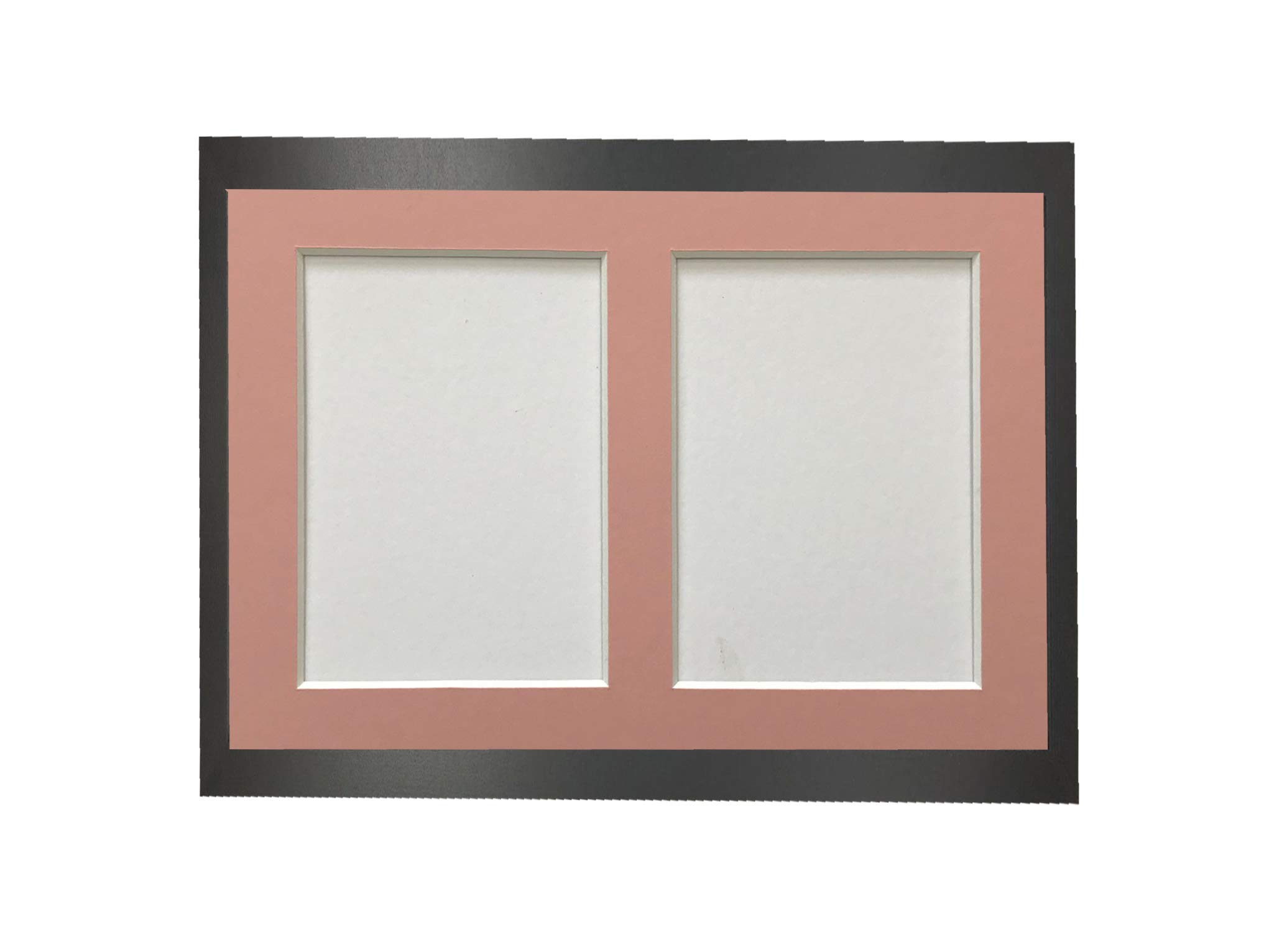 H7 Black Picture Photo Frame with Pink 5 x 3.5 Inch Two Aperture Mount