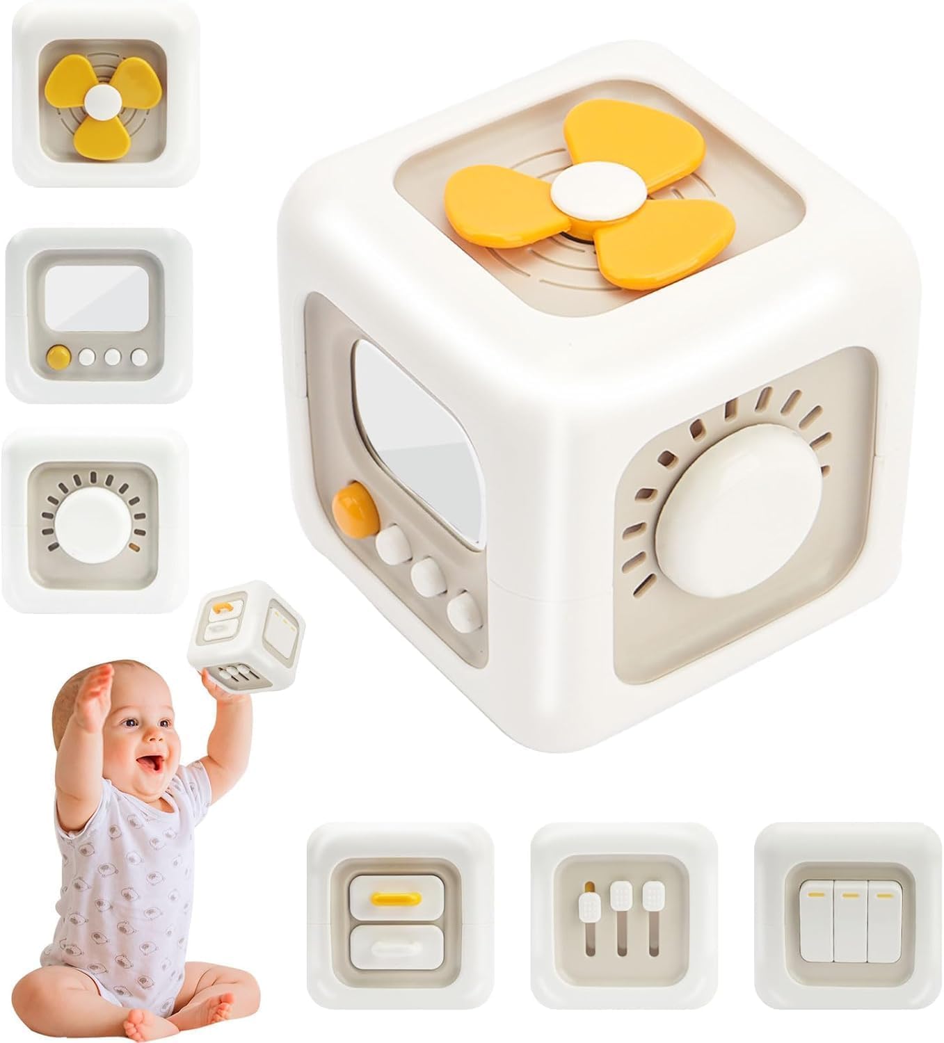 Finalize Life Skill Builder Cube - Montessori Toys for 1-3 Year Olds - Baby Sensory Travel - Birthday Gifts for Learning & Motor Skills (Cube Toys)