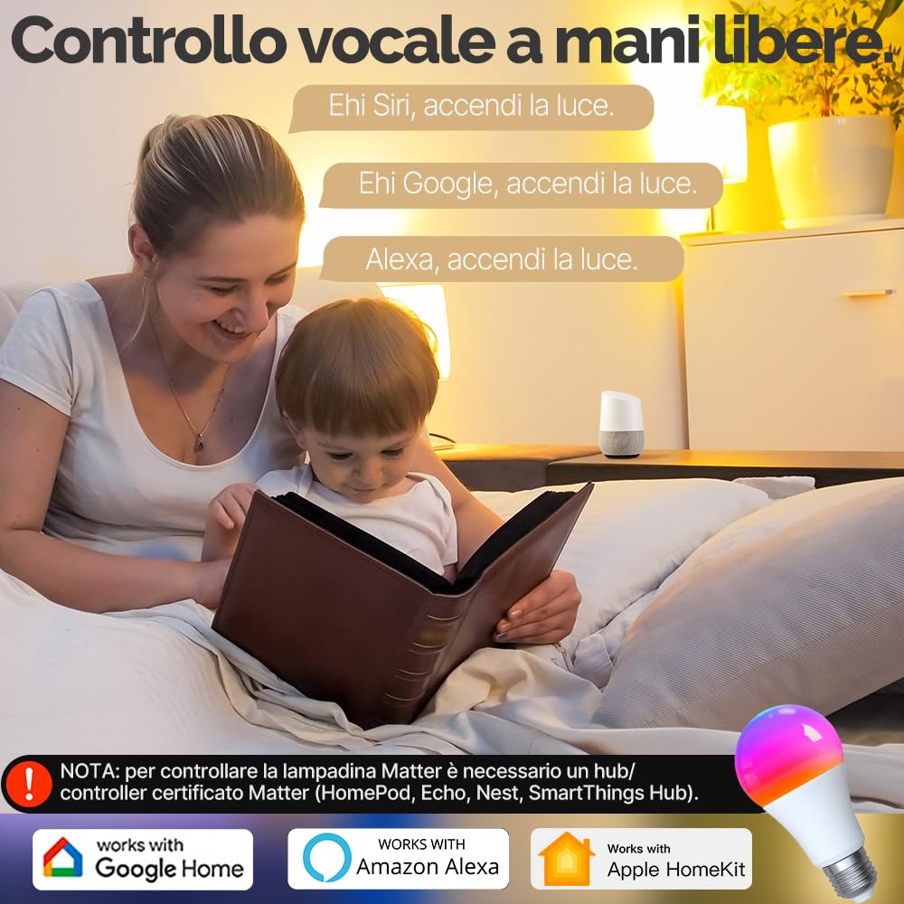 MOES Lampadina intelligente RGB E27 compatibile con Alexa Google Home | Apple Home, 9W 806LM RGB dimmerabile 16 Milioni di Colori, WiFi a 2.4GHz