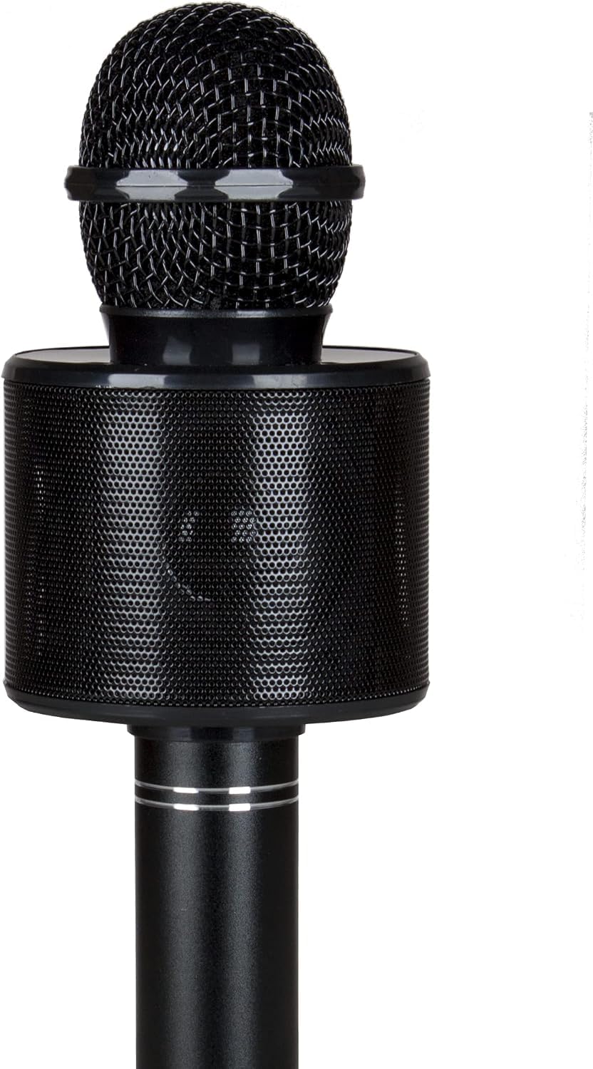 NGEAR SingMic S20L Bluetooth Karaoke Mikrofon mit 10W Max Leistung, 2 Zoll Lautsprecher, RGB Disco LED Beleuchtung, drahtloser Musikwiedergabe, Voice Effekten, MP3 über USB/MicroSD und AUX Ein/Ausgang