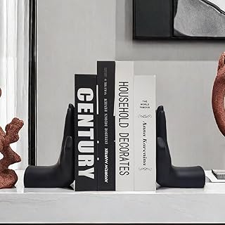 Hands Bookends Decorative Bookends Book Holders, Black Book Ends Heavy Book Supports, Unique Bookends Decor for Office Hom...