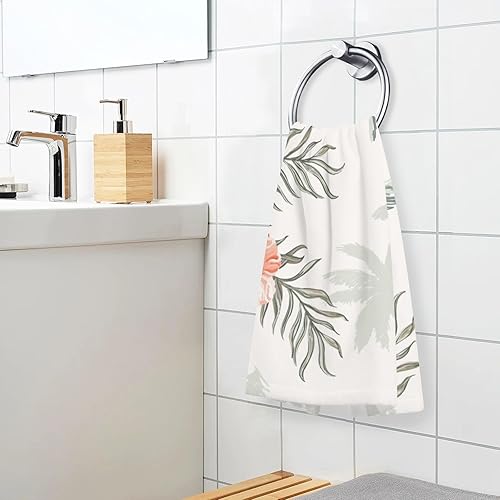 Miniatura 6 de Toallas de mano de flores de palmeras tropicales de 16 x 28 pulgadas, juego de 2 toallas de baño de algodón suave y absorbente para gimnasio, ducha,