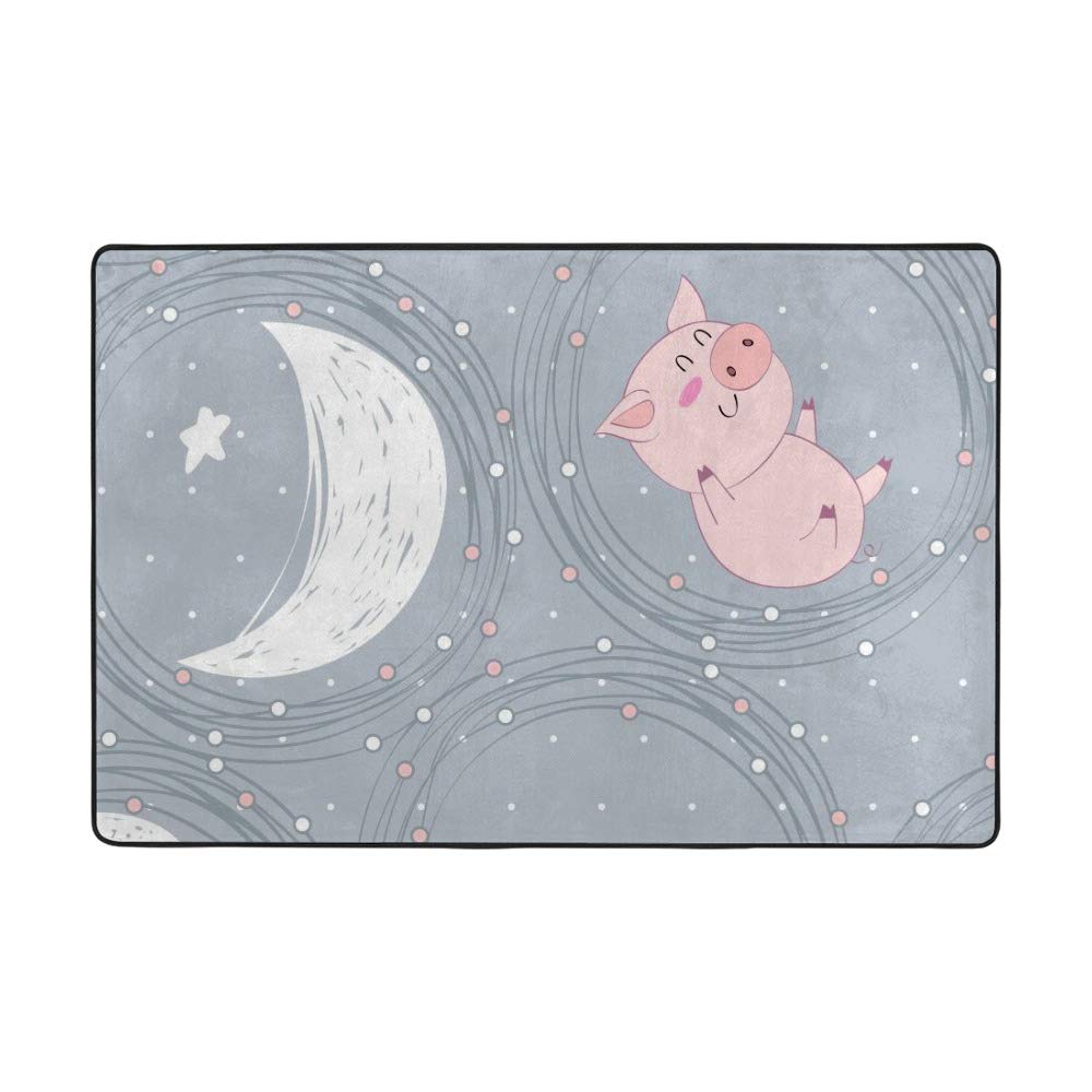 Tapis de salon cochons drôles Ruchen en velours corail doux pour maison 203x147 cm
