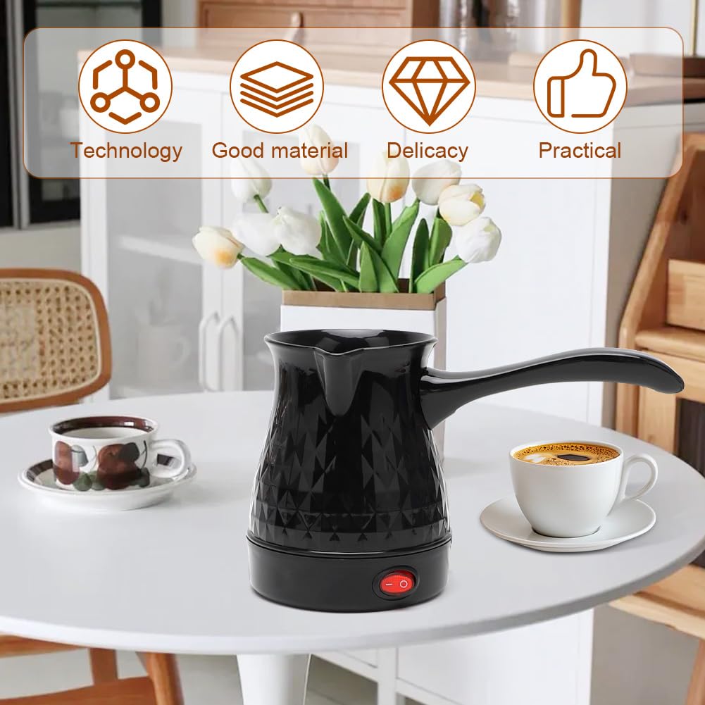 Türkischer Kaffeekocher 500ML Elektrische Türkische Kaffeekanne Espressokocher Induktion Kaffeemaschine Milchkanne Mokkakanne mit Griff, Mocha Pot Turkish Coffee Pot für Zuhause Büro Reisen Mocca Tee