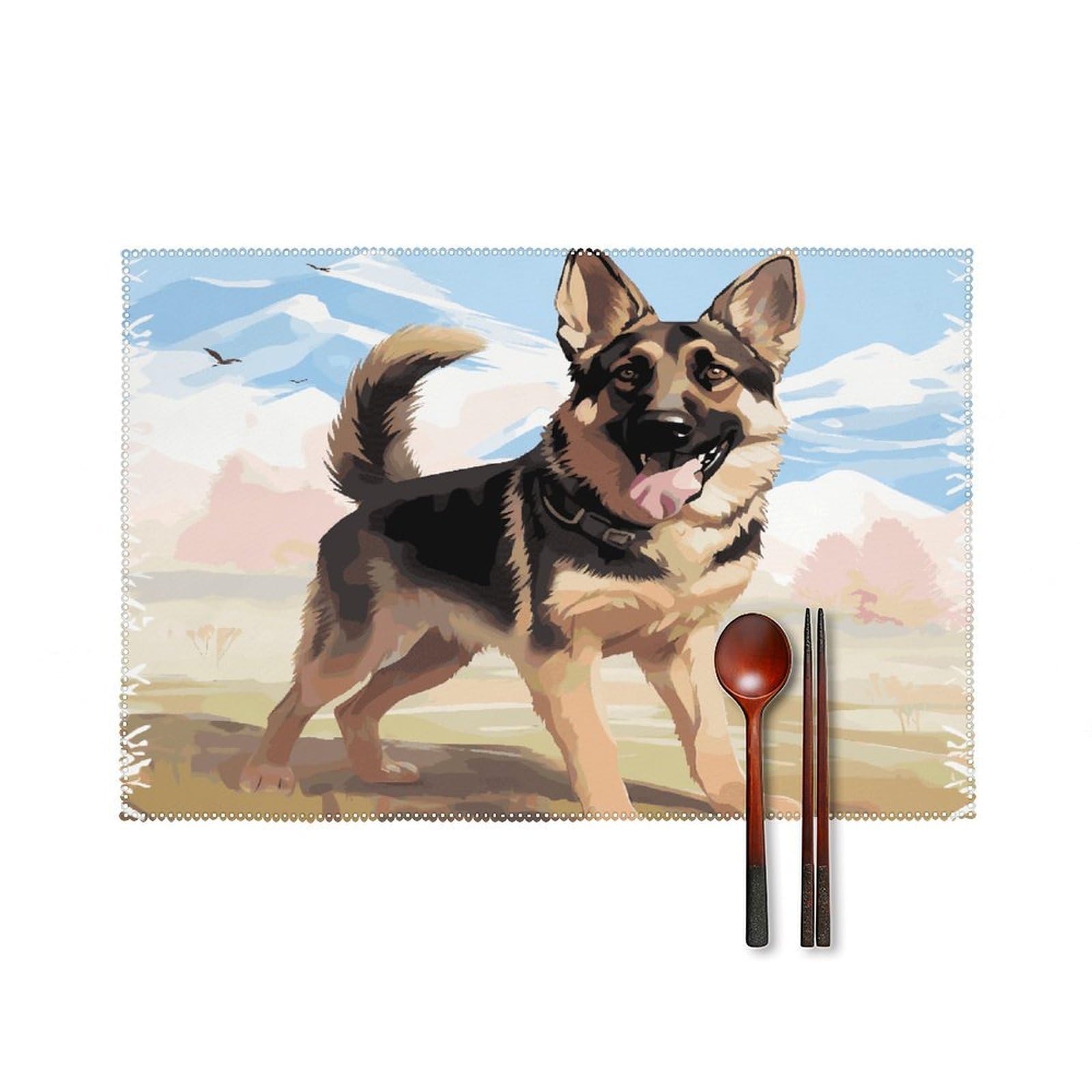 Fekiloot Style German Shepherd Dog Lovers Placemats Set Of 6,Table Mat