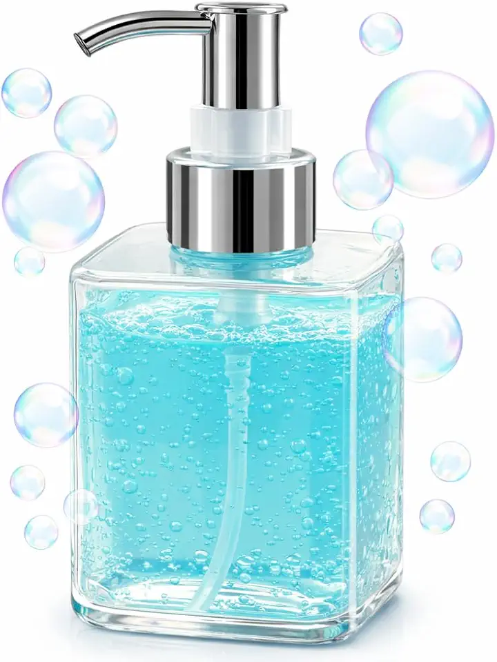 Dispenser Para Sabonete Líquido 300ml em Plástico com Válvula Cromada Saboneteira Moderna para Banheiro, Lavabo e Cozinha (Transparente)