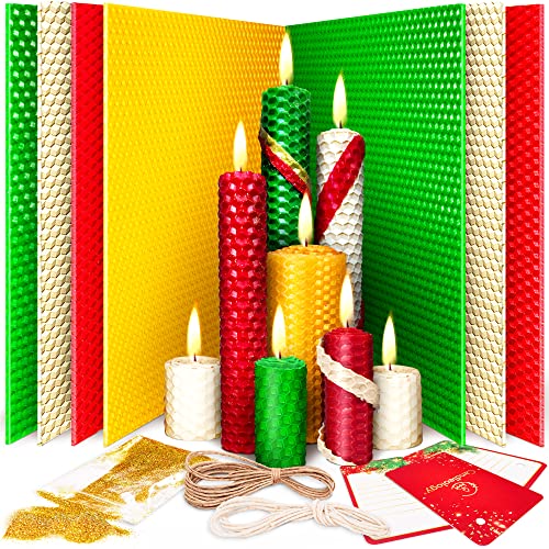 Beeswax Sheets for Candle Making - Winter Candles Making Kit for Adults - Beeswax Candle Making Kit for Kids - Winter Candle Maker Kit Winter Crafts for Kids and Adults DIY Candle Making Kit Gold