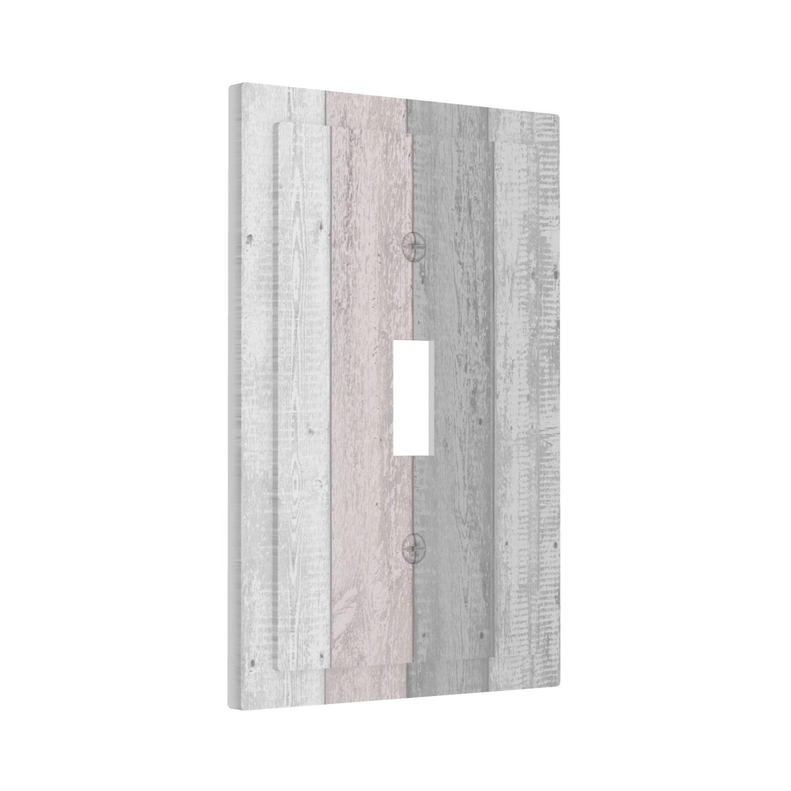 Rustic Pink Gray Painted Wood Effect 1 Gang Light Switch Cover Decorative Single Toggle Wall Plate Switchcovers Electrical Switchplate Home Decor for Farmhouse Living Room Bedroom Bathroom Decorate