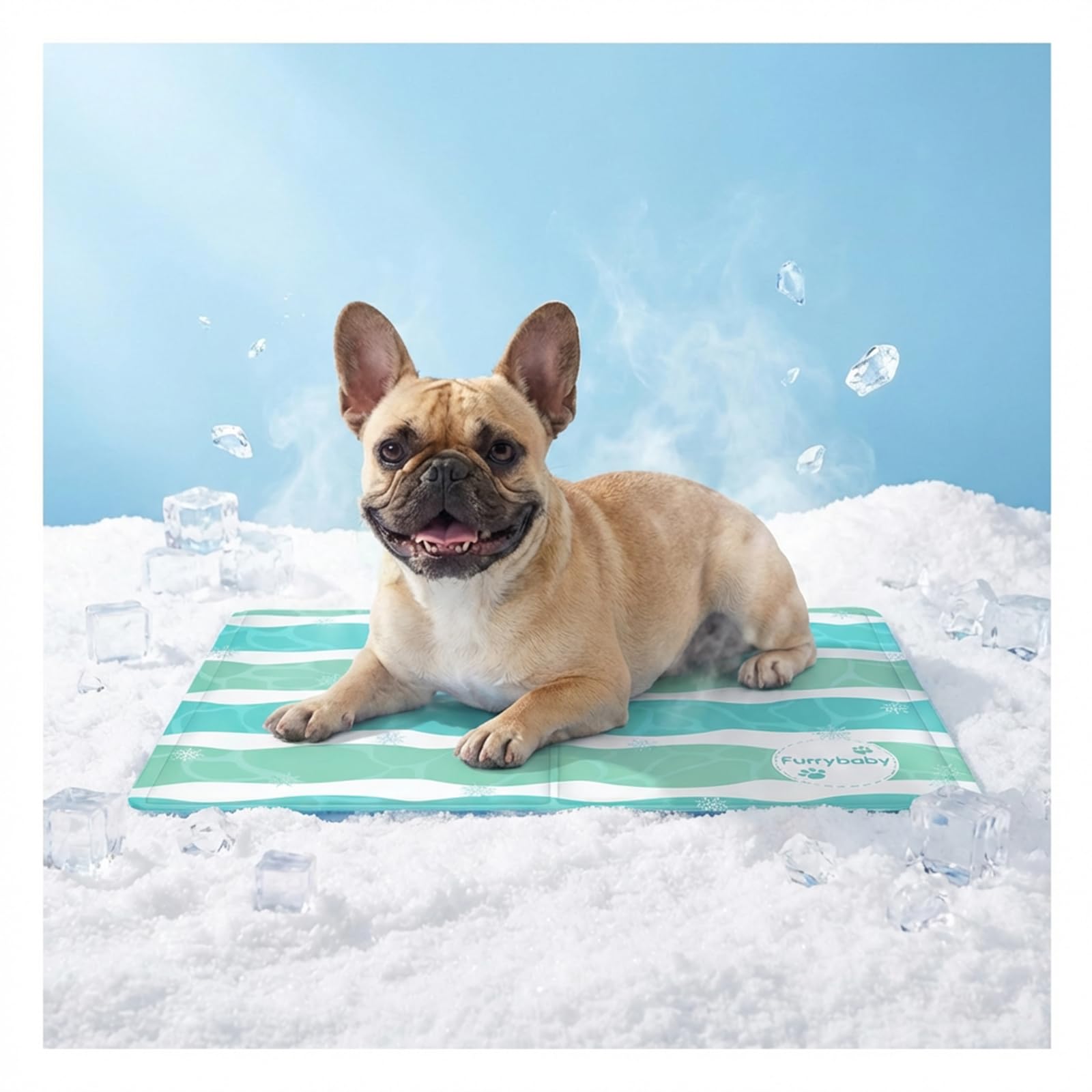 furrybaby Dog Cooling Mat for Small Dogs, Pet Cooling Mat Self-Cooling Mat for Cat, Gel Cool Mat No Need to Refrigerate or Freeze, Apply Indoors Outdoors Car(Stripes 40x50cm) โ image 1