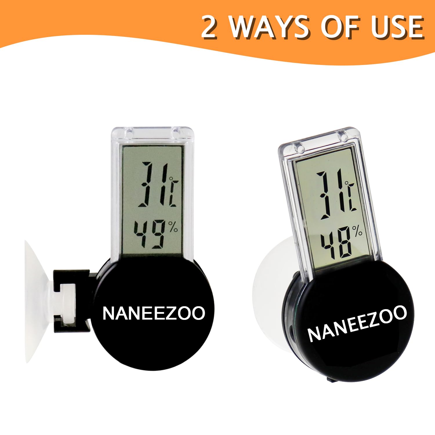 NANEEZOO Reptilien Terrarium Thermometer Hygrometer Digital LCD Display Haustier Hütebox Reptilien Tank Thermometer Hygrometer mit Saugtasche