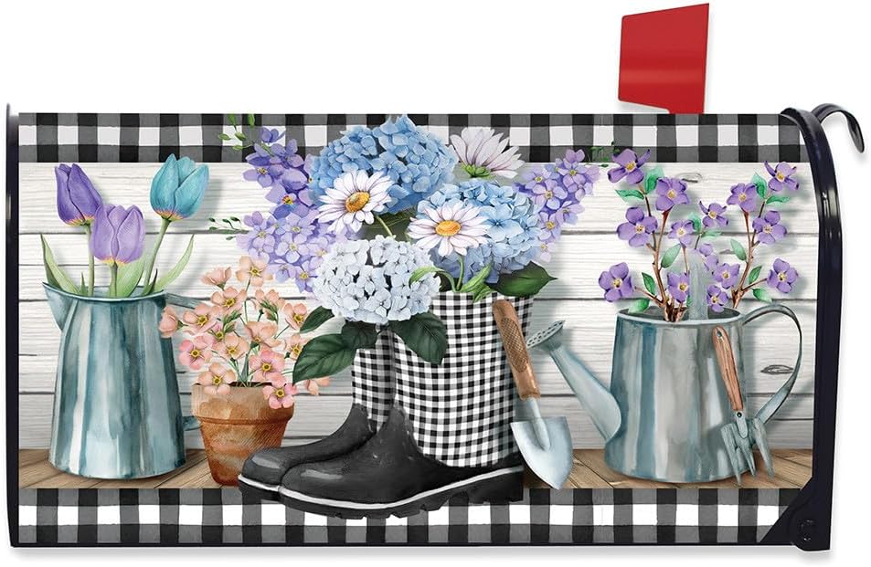 Briarwood Lane Checkered Garden Boots Spring Mailbox Cover