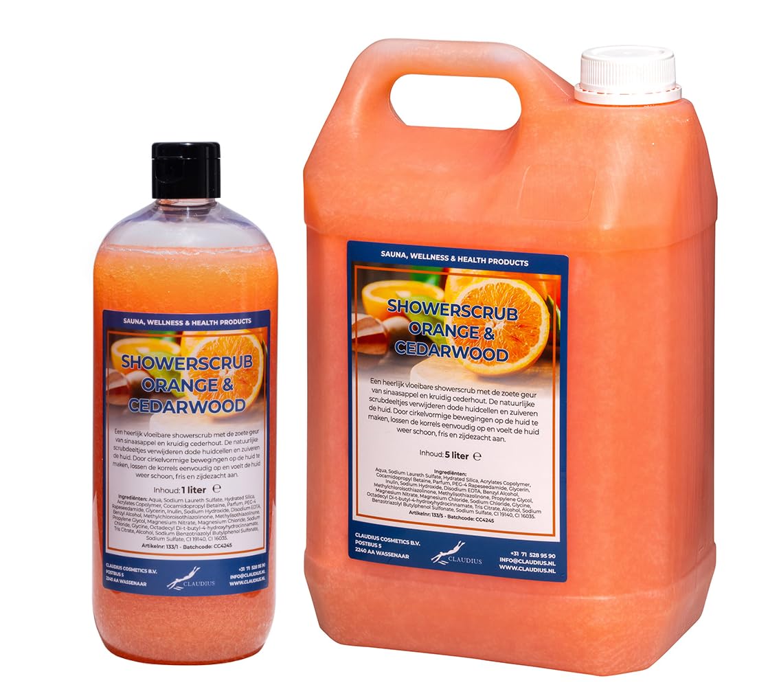 Showerscrub Orange & Cedarwood 5 Liter + 1 Liter Transparent