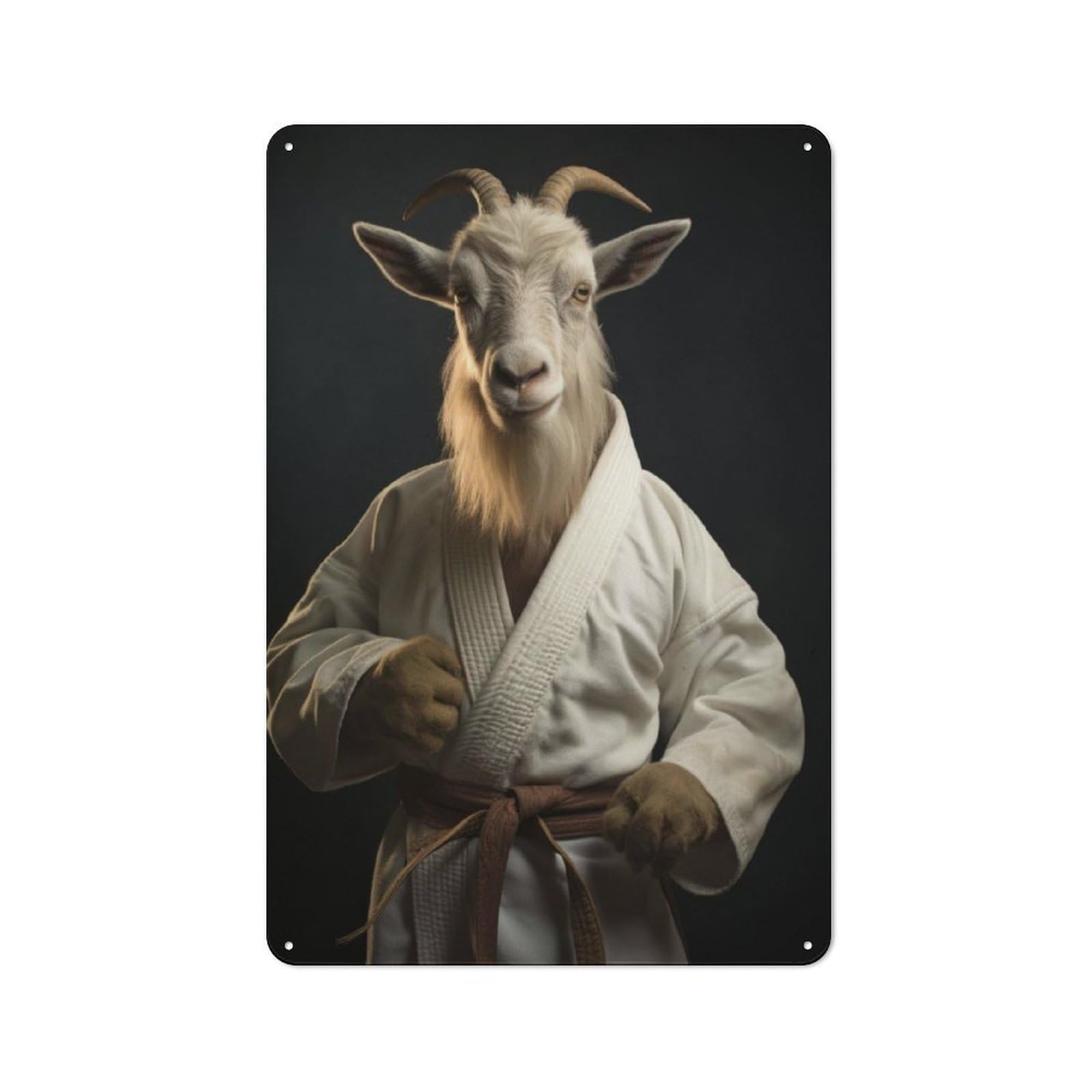 Junmoney Karate Goat For Garden Room Or Summerhouse, Vintage Tin Sign 30X20cm, A Metal Wall Feature For Garden Rooms And Summerhouses