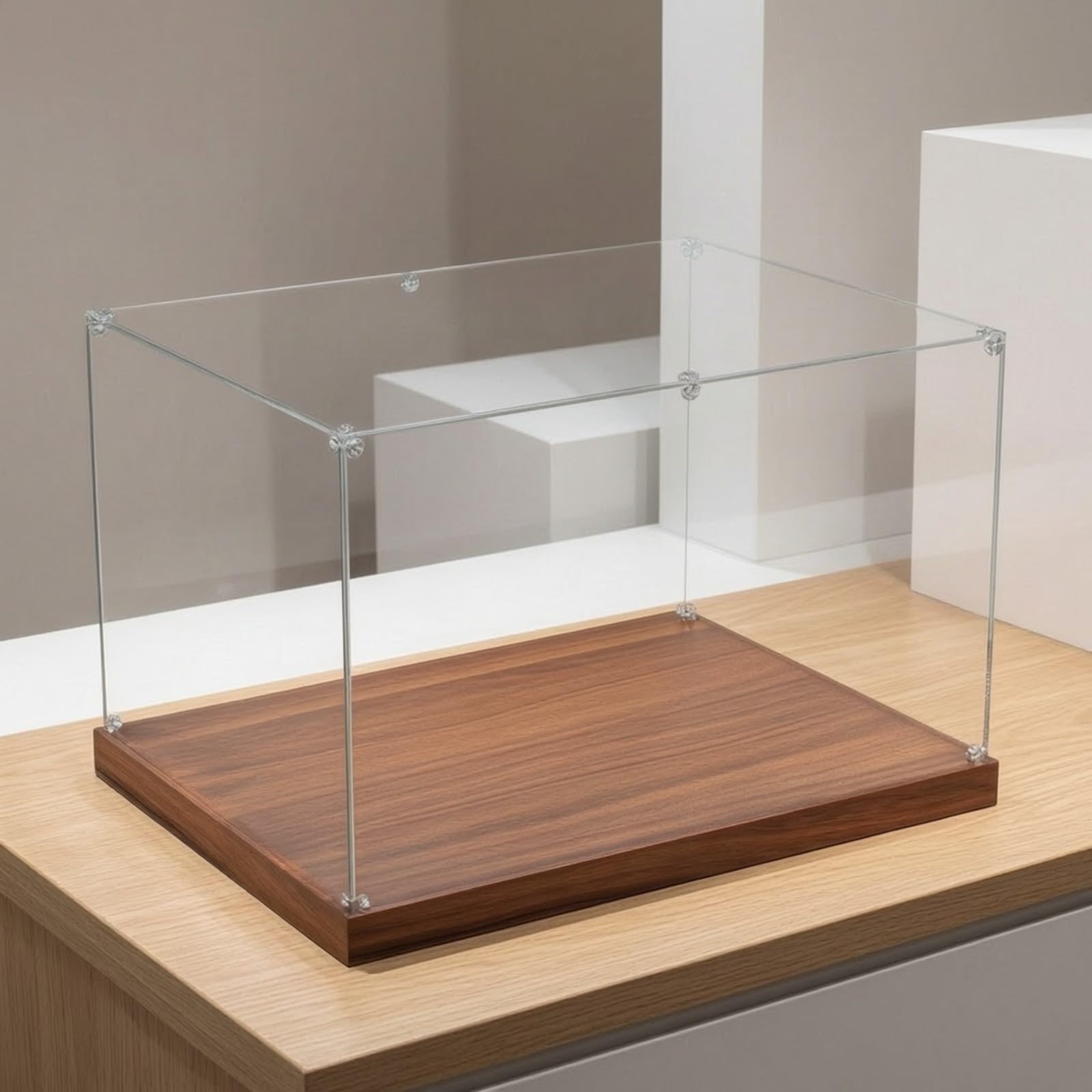 Almencla in Acrilico Trasparente Durevole Vetrina da Tavolo con Base Rialzata Elegante Espositiva con Pannelli Trasparenti per Stanza Degli Hobby , Nero