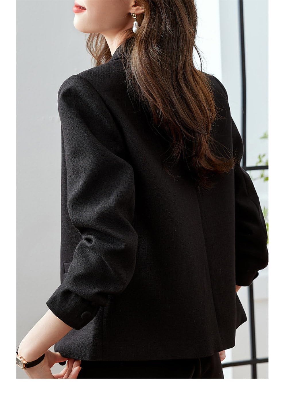 Blazer Damen Elegant,Kurzer Damen-Blazer, Langärmelig, Gekerbtes Revers, Anzugjacke, Eleganter Bolero-Cardigan, Weiße Knöpfe, Taschenmantel, Lässiger Abendanzug, Jacken, Business-Blazer-Anzug