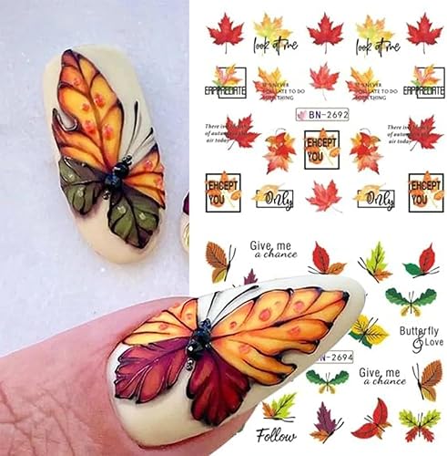 Miniatura 3 de Calcomanías de arte de uñas de otoño, suministros de uñas de transferencia de agua de otoño, calcomanías de uñas con diseño de calabazas, ginkgo y