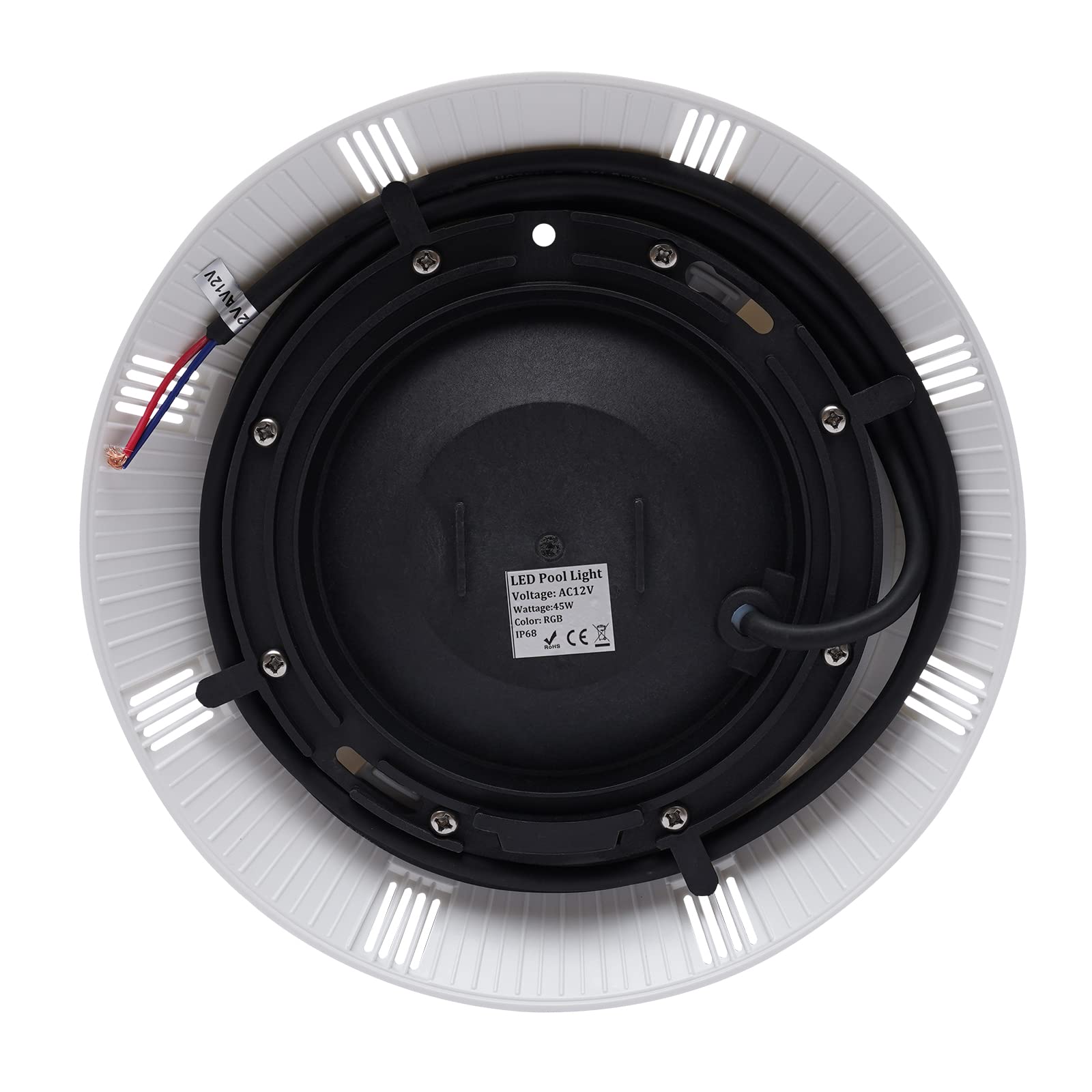 45 W LED RGB IP68 - Faro subacqueo per piscina, luce per laghetto, subacquea, impermeabile, con telecomando, luce galleggiante da 12 V AC, montaggio bianco