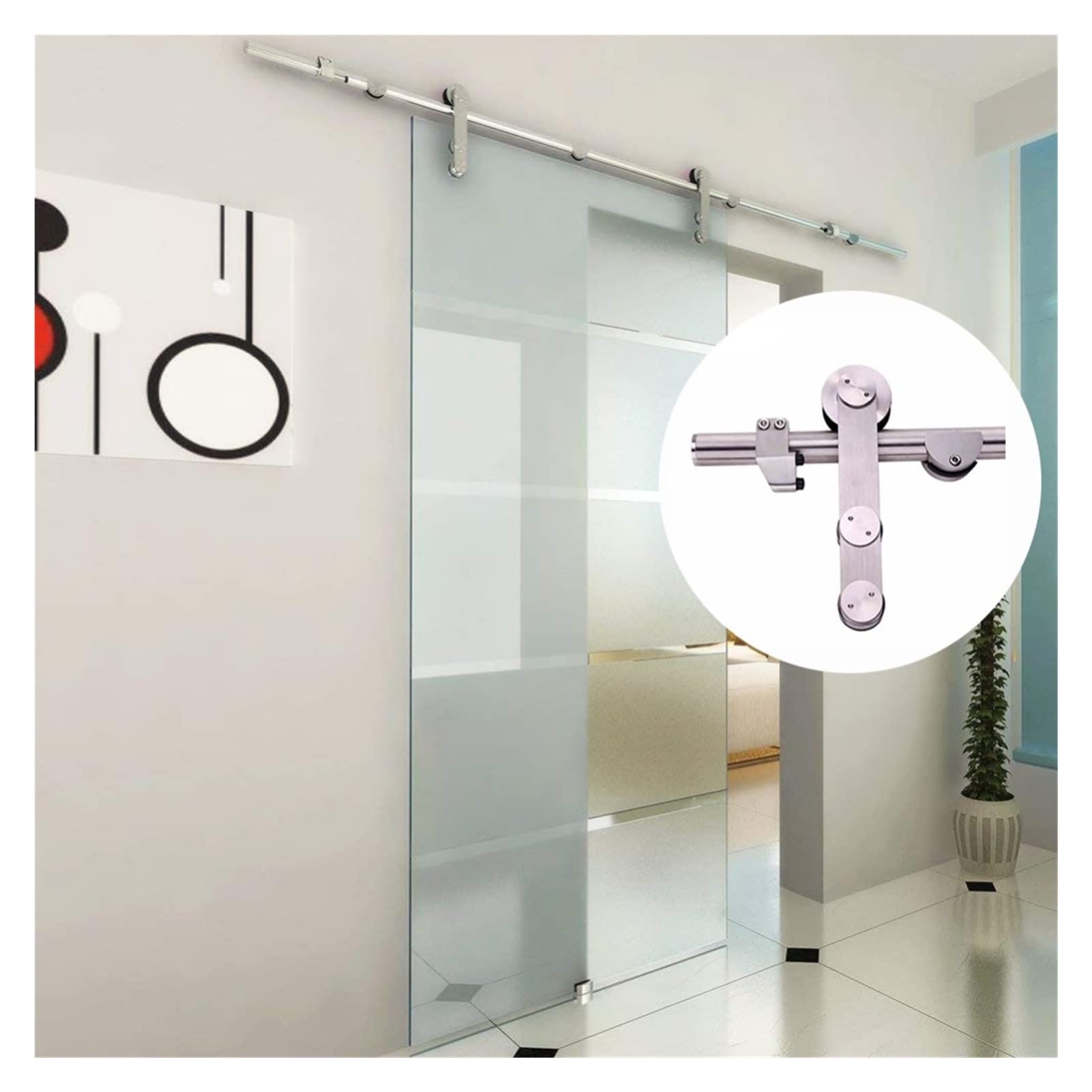 8.2 FT Stainless Steel 304 Barn Glass Sliding Door Hardware Track,Smooth Gliding