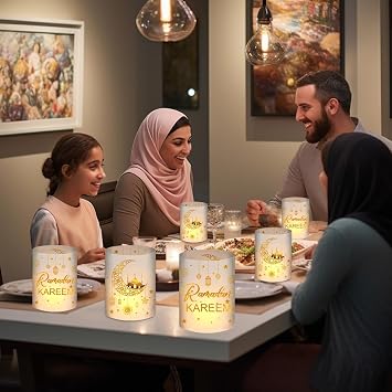 12 Lantern Table Decoration Ramadan Decoration Set Gold Ramadan Kareem Eid Umrah Mubarak Decoration Islam Decorative Table Ramazan Decor Children Ramadan Islamic Gifts Accessories for Tea Lights or Candles