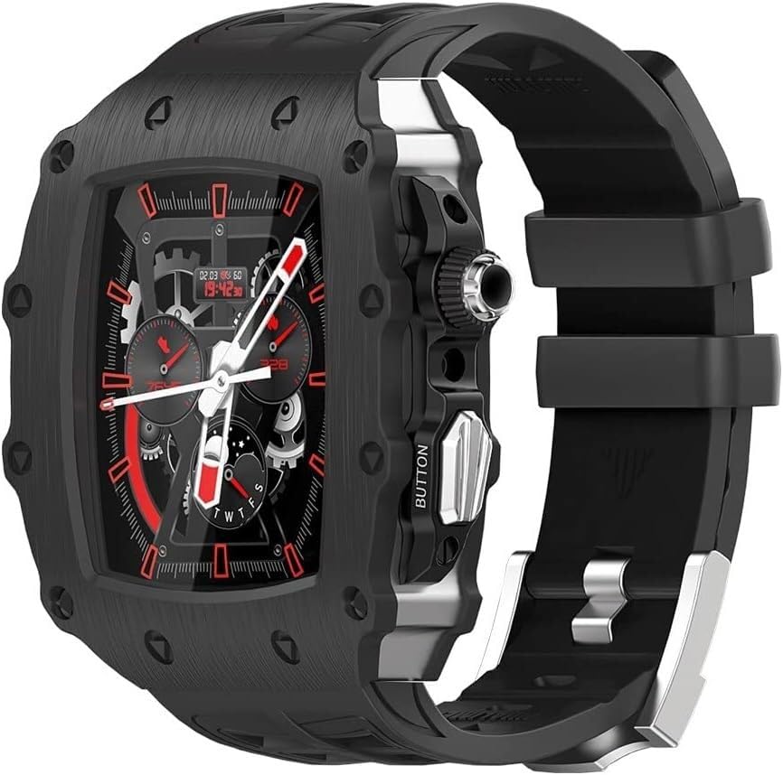 Bracelet en caoutchouc de luxe avec lunette métal Apple Watch 8