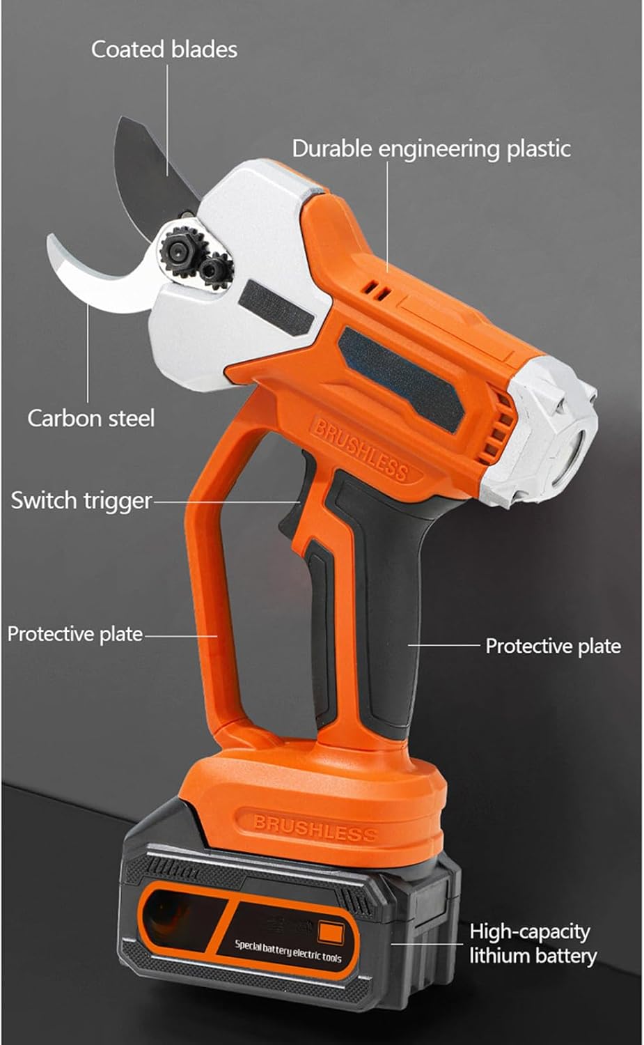Cordless Electric Pruning Shears with Brushless Motor SK5 LED Display 2 Rechargeable Batteries and Charger Garden Tree Branch Pruner Tool