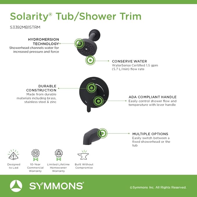 Grifería para bañera y ducha Symmons Solarity negro mate miniatura 3