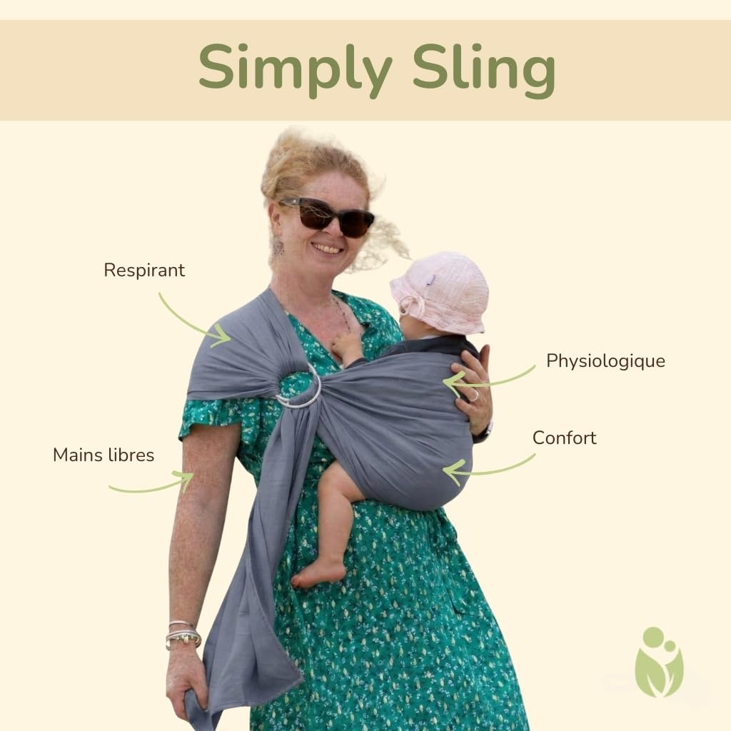 Écharpe de Portage Sling - Simply Sling Coton - Maintien Physiologique Quotidien - Gris