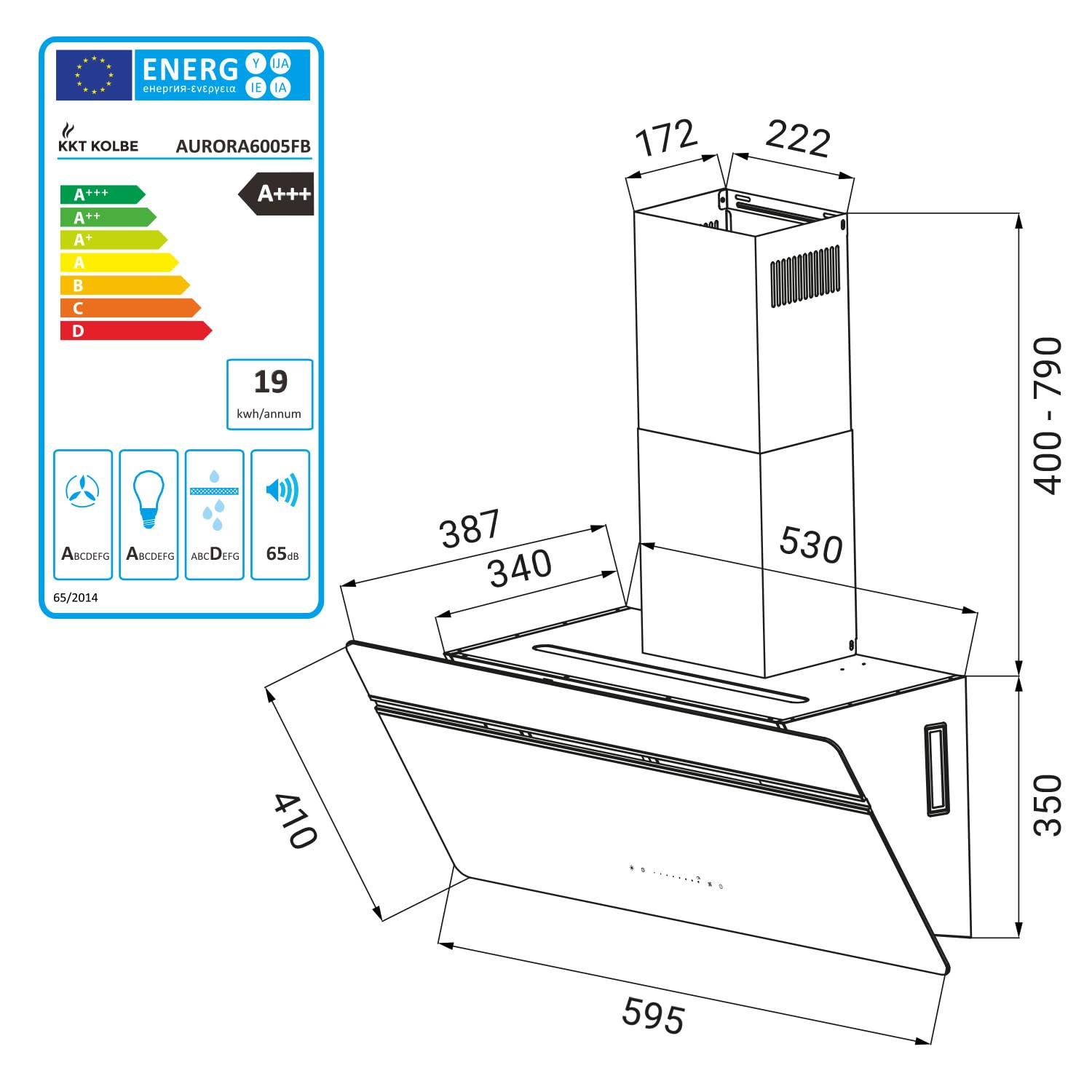KKT KOLBE Dunstabzugshaube 60 cm 782 cbm/h Umluft Abluft Kopffrei Wandhaube Schwarz Glas WiFi SensorTouch LED