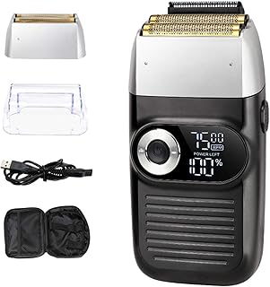 Kit de barbear elétrico 2 em 1 para barbear de barba masculino Aparamento e cuidados com aparência calva perfeita Navalha multifuncional para barba com tela de LCD aparador de costeleta Máquina de barbeador,Barbeador elétrico,barbeador elétrico,barbeador de barba,Aparador de barba Black