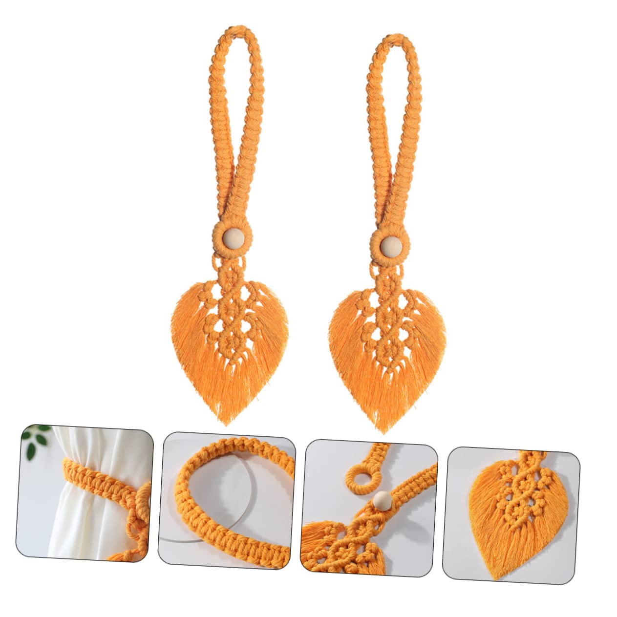 Alipis 8 Ensembles Corde À Rideau Tentures Attaches Crochets Tringle À Rideau Dorée Embrasses De Rideaux Or Décorations Ancien Pli Pôle Embrasses De Rideau d'or Bois Orange 2 Pièces * 8