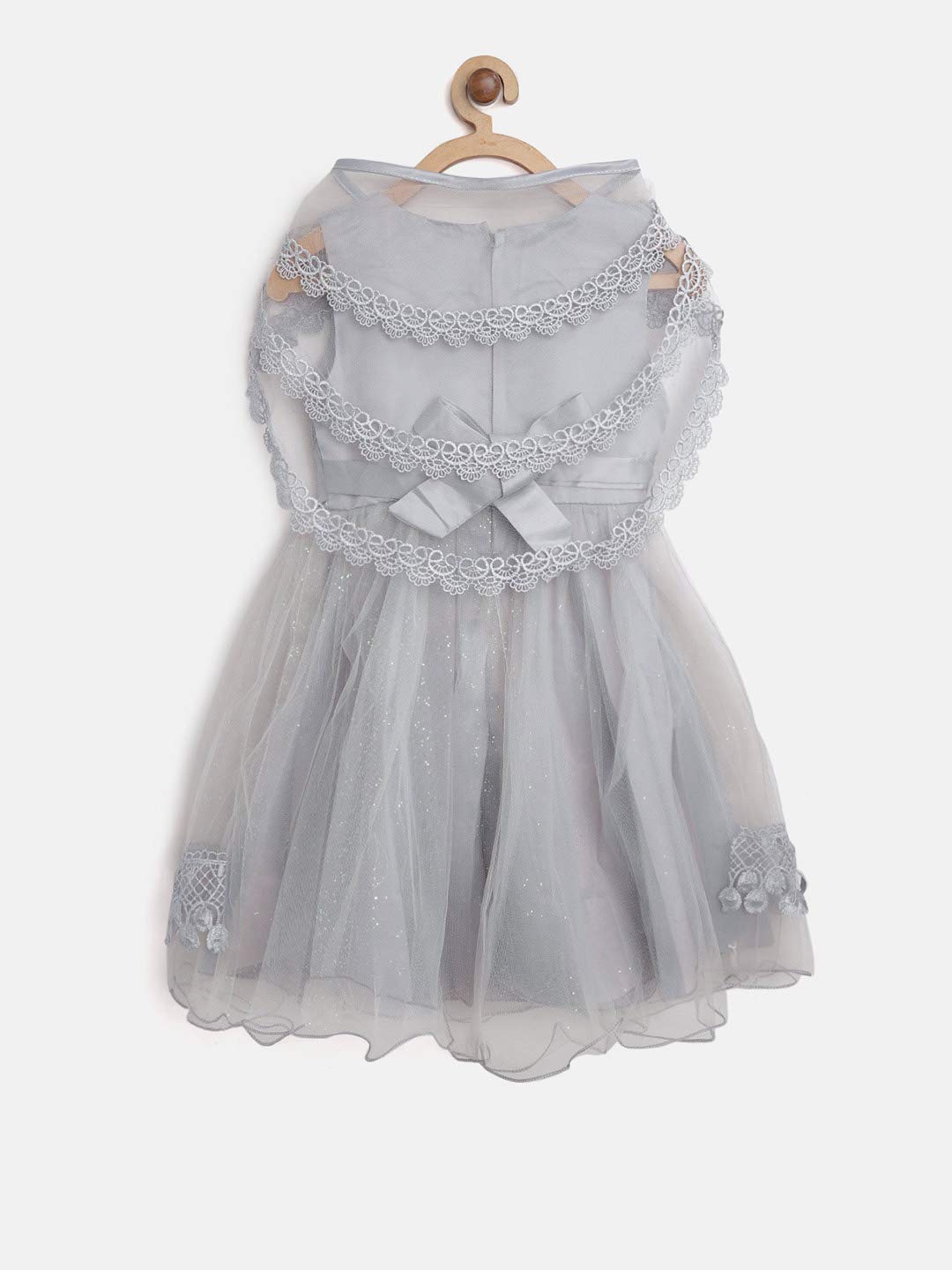 StyleStone Girls Grey Pearls and Roses Embellished Party Dress with Shrug (9221GreyBuckleShrug4-5) 1
