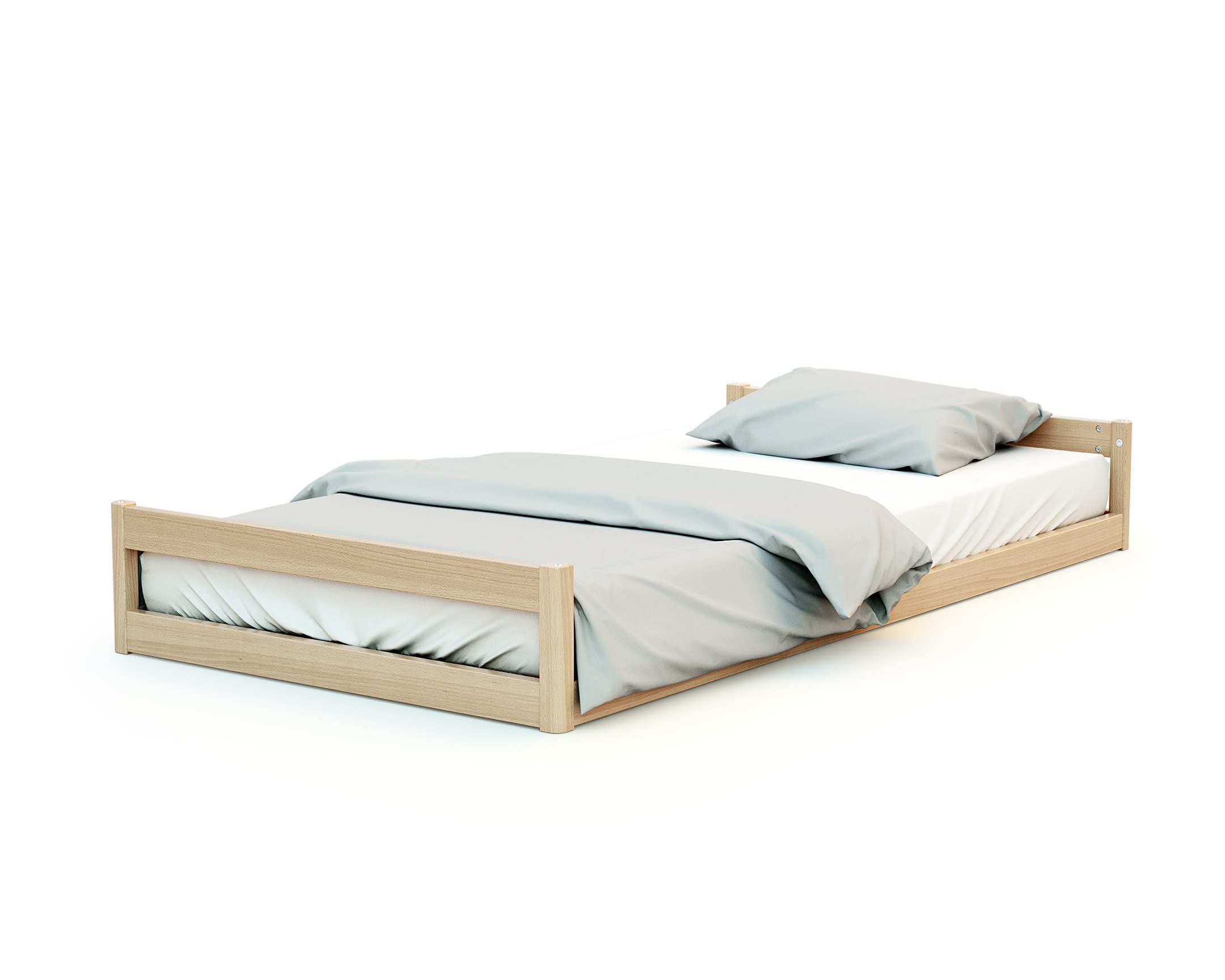 AT4 - Lit cabane bébé évolutif en bois CONFORT Hêtre Verni 70 x 140 cm|146 x 74,5 x 162,5 cm | Lit transformable junior | Sommier réglable 3 hauteurs | 100% hêtre massif
