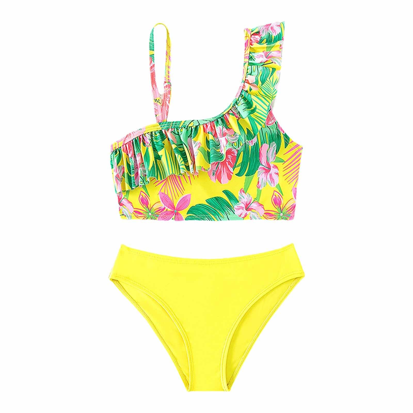 Adolescentes Niñas Bikini Bikini Braguitas con Falda Niños Niño Niñas Primavera Verano Estampado Sin Mangas Chaleco Vacaciones Pantalones Cortos Playa Traje de Baño Ropa