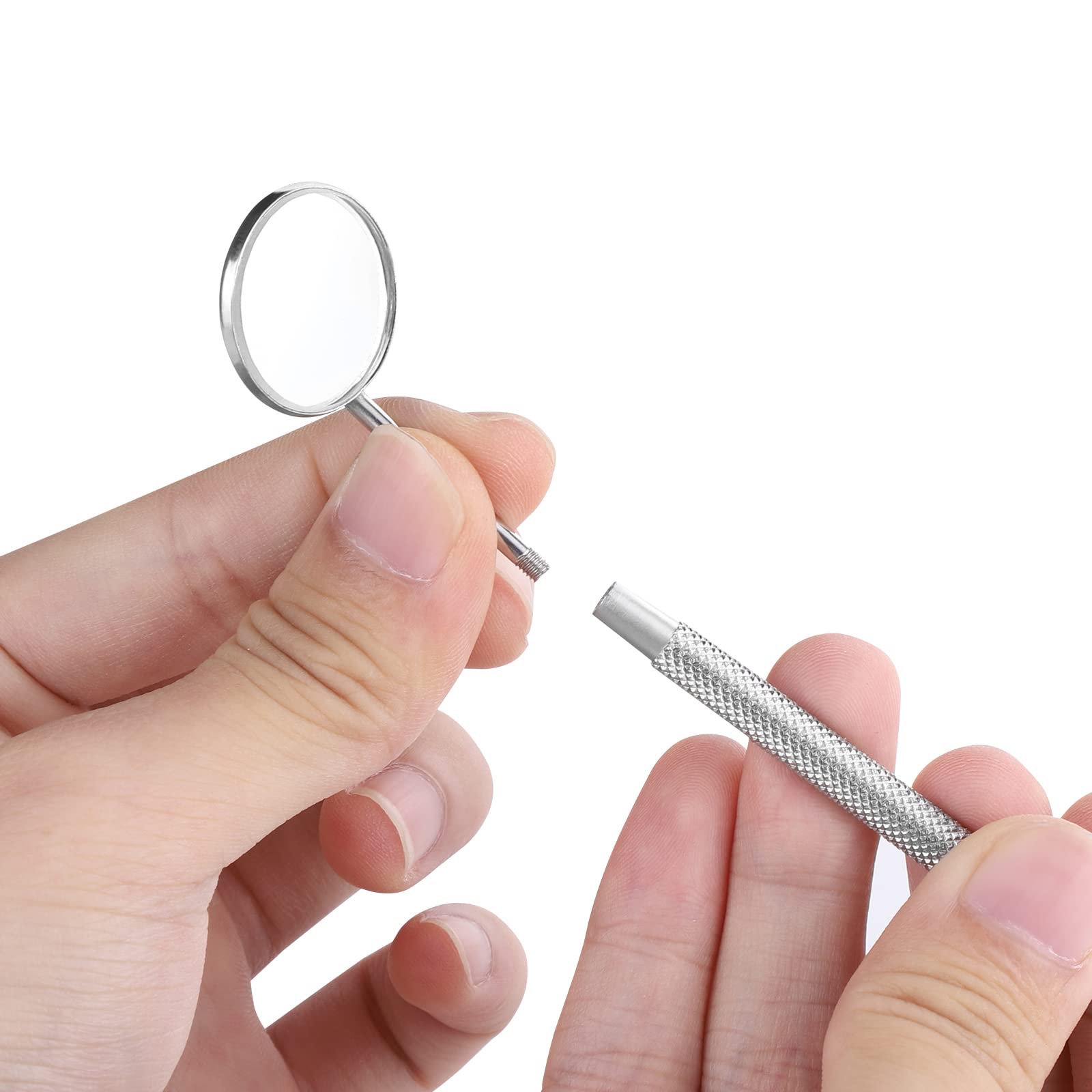 Espejo Dental de Acero Inoxidable, Espejo de Inspección para Extensiones de Pestañas, Herramientas de Dentista (2PCS)