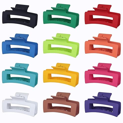 Miniatura 35 de Accesorios para el cabello mediano de 3.5 pulgadas, 12 pinzas cuadradas para cabello grueso y fino, pinzas rectangulares rectangulares