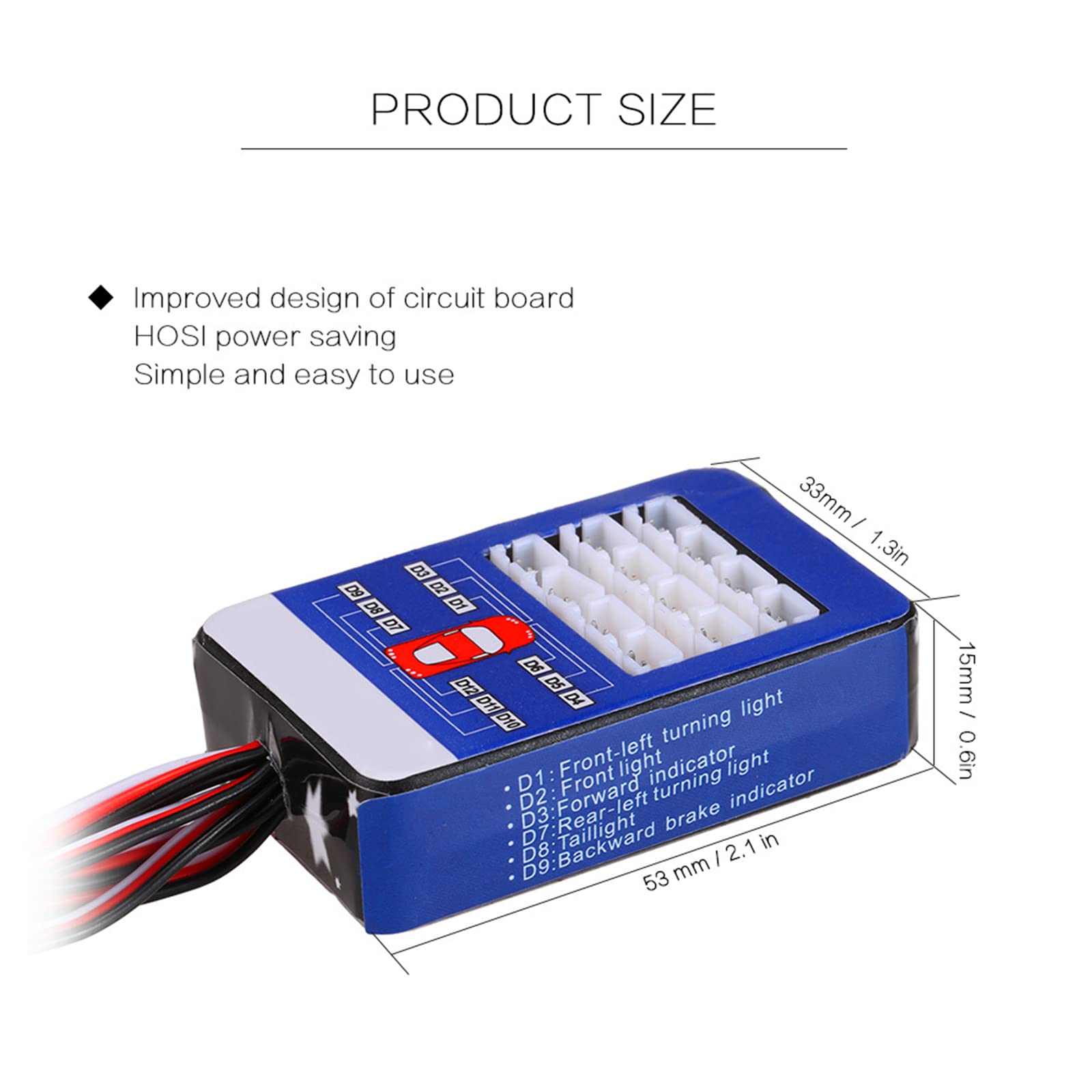 WANGCL Kit luci per Auto Rc 12 LED Kit Sistema di Illuminazione del Freno di sterzo Simulazione Intelligente Luce stroboscopica per Auto RC 1/10 RC Auto/LKW/Crawler
