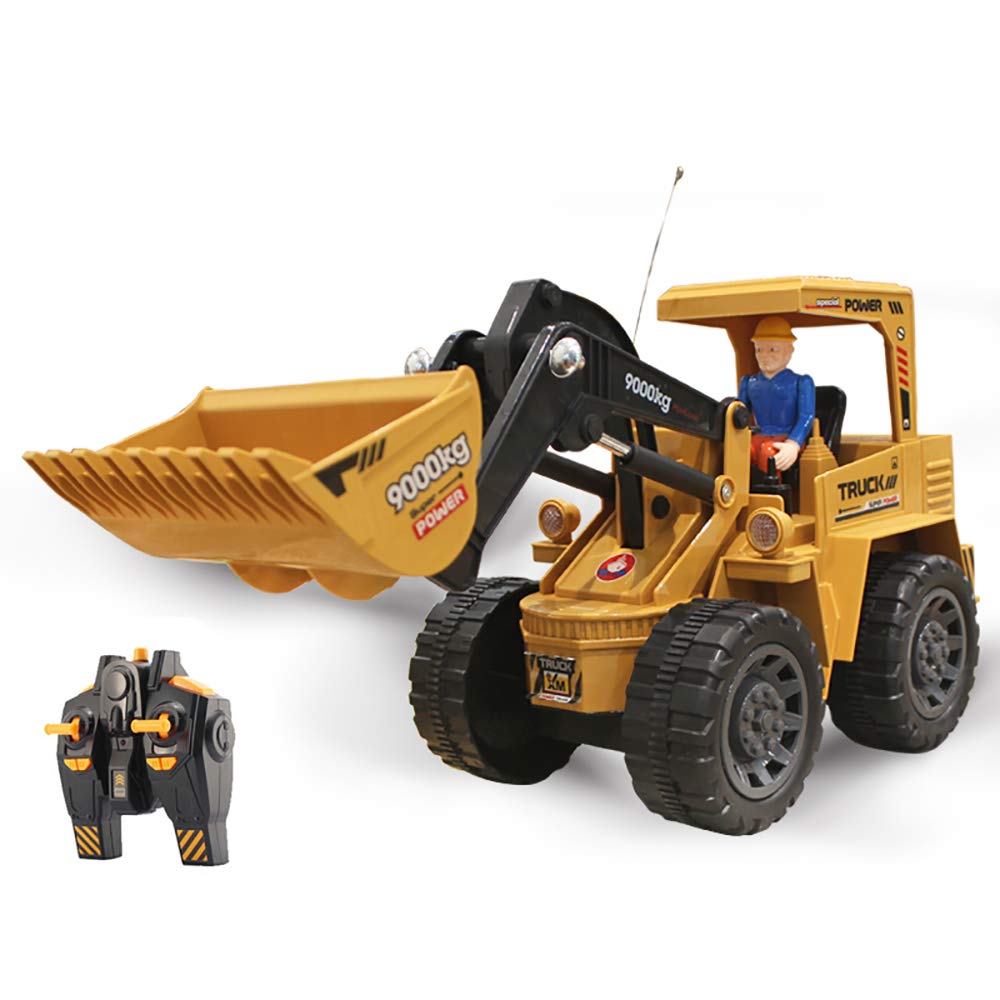 CX TECH RC Construction Vehicle Alloy Models Toys for Kids 2.4G Alloy Bulldozer Truck Digger Toys with Metal Shovel and Lights, Sound
