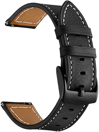 Compatible for Fossil 22mm Band, (2 Pack) Leather Strap with Black Buckle Compatible for Fossil Gen 6/5 Carlyle/Julianna/Garrett HR, Q Explorist, Gen 5E 44mm, Sport 43mm Bands, Brown+Black