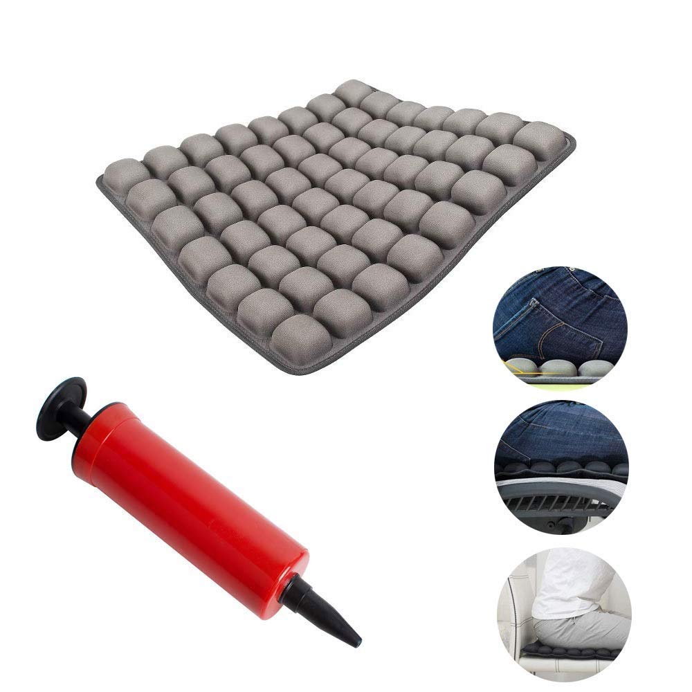Cojín Inflable de Aire para automóvil, Oficina y Silla de Ruedas - Cojín Inflable antiescaras para ortopedia Alivio del Dolor y la presión - 16 "x16,Gray
