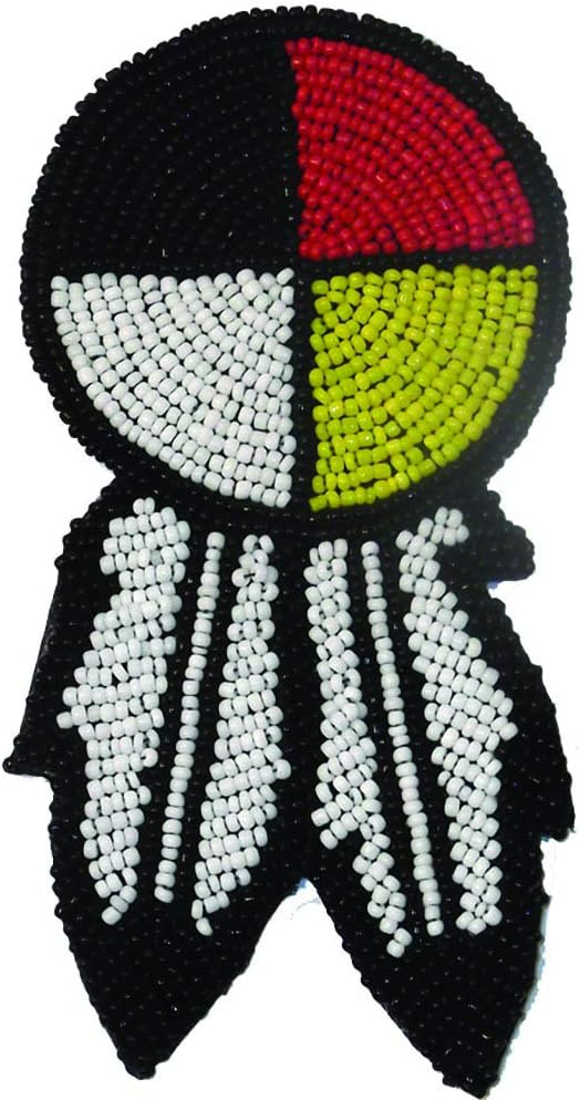 Rosette with Feather Beaded Native American Style Accent