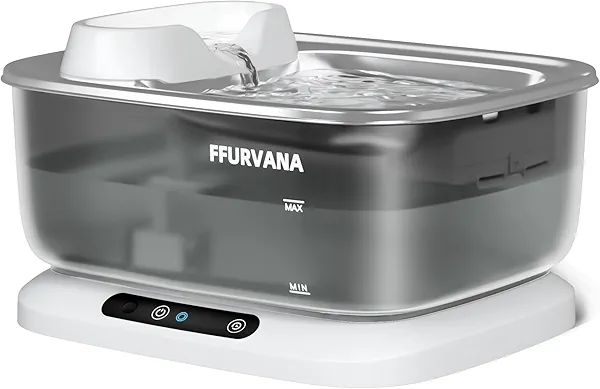 Dog Water Fountain Wireless: 7L/236oz/1.8Gal Stainless Steel Dog Water Bowl Dispenser- Big Cat Drinking Fountain Indoor - Super Quiet Pump - Up to 68 Days Battery Life - for Cats & Multi-Pet Homes