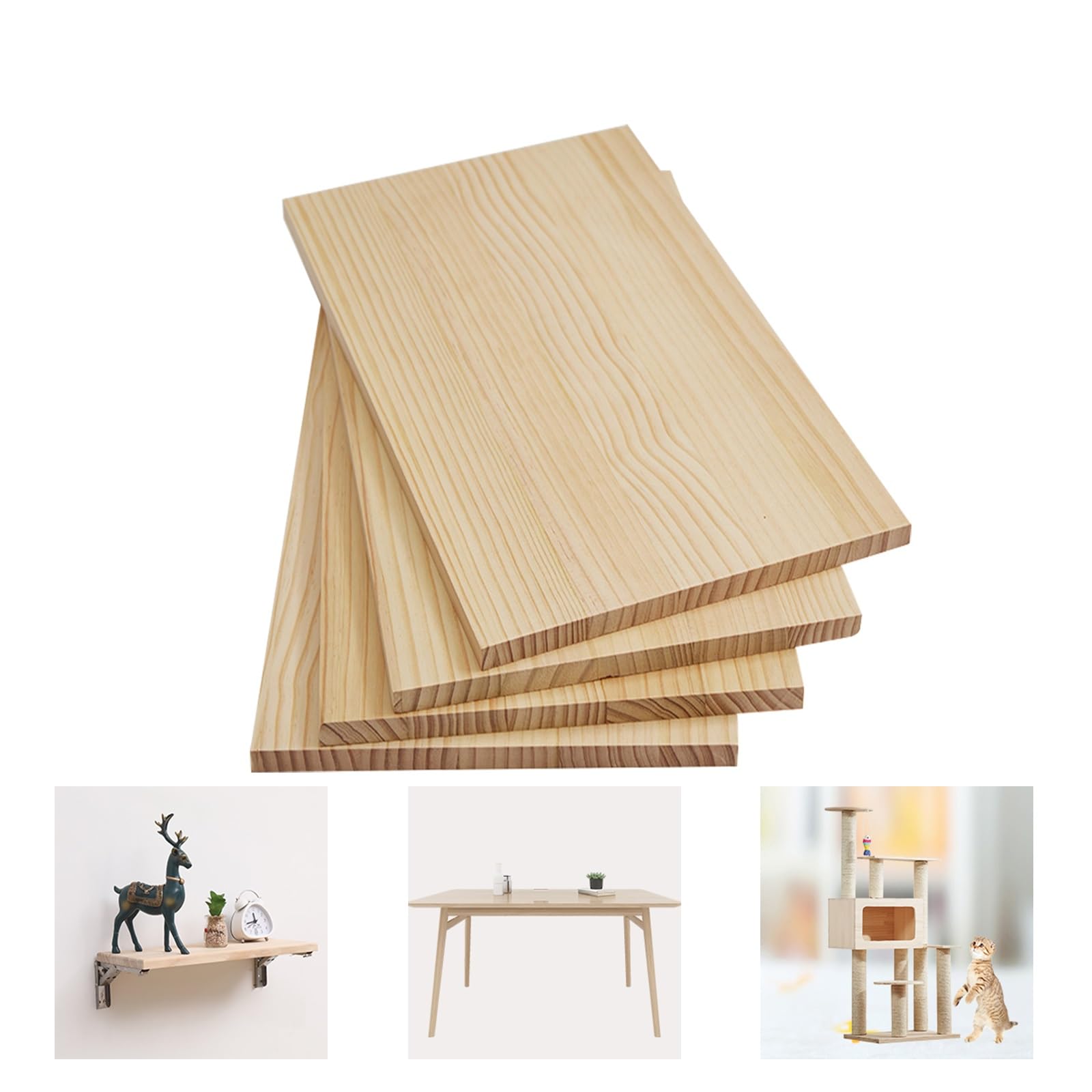 Tablero de madera de pino versátil para cortar a medida, ideal para escritorio, estantes de pared, panel de madera maciza (largo 70 cm x ancho 20 cm x alto 2 cm)