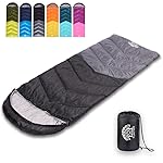 Flantree Sleeping Bag 4 Seasons Adults & Kids for Camping Hiking Trips Warm Cool Weather,Lightweight and Waterproof with Compression Bag,Indoors Outdoors Activities (Yellow)