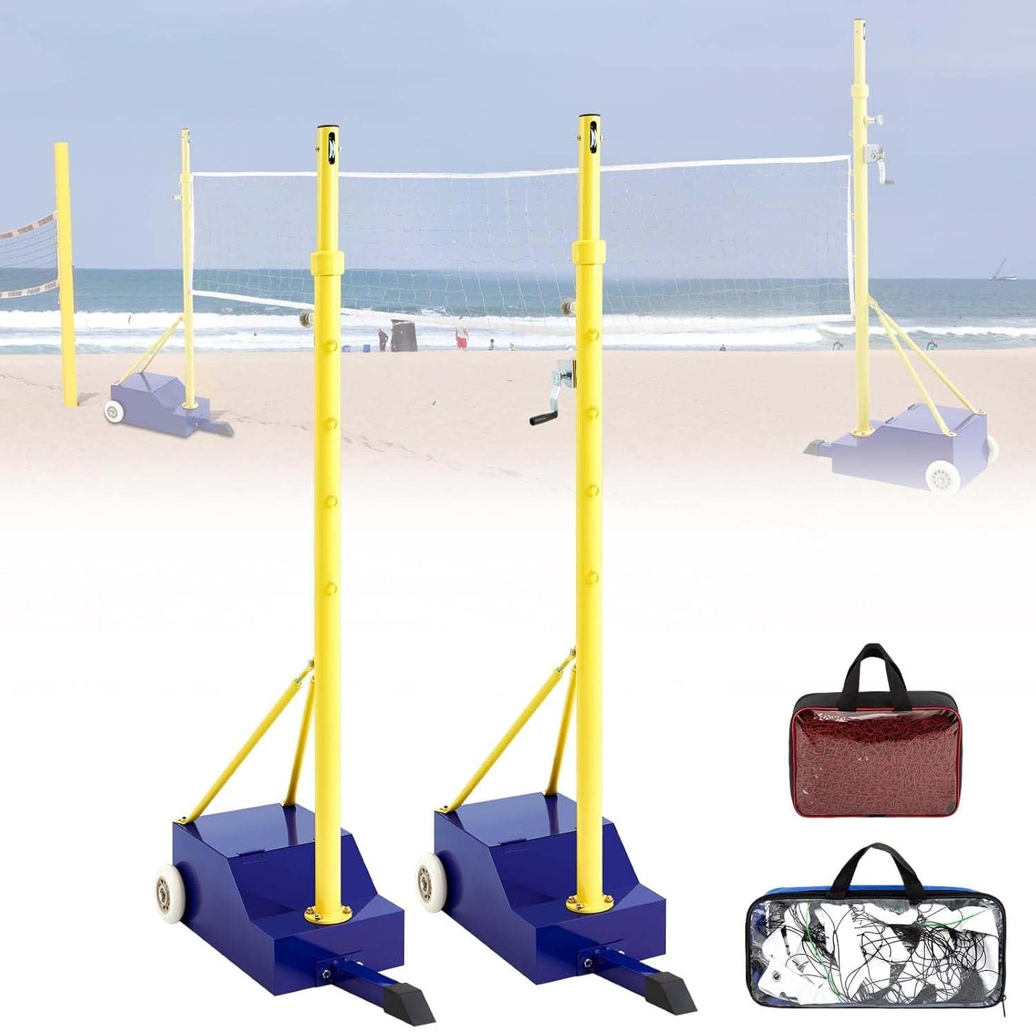 Volleyballnetz Für Den Garten, Soft-Volleyball- Und Badmintonnetz-Set, Volleyballnetz Mit Pfosten In 4 Höhen Verstellbar, Robuste Für Den Innen- Und Außenbereich.
